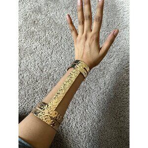 Huge wide gold Arm cuff bracelet chunky bangle metal wedding statement armor